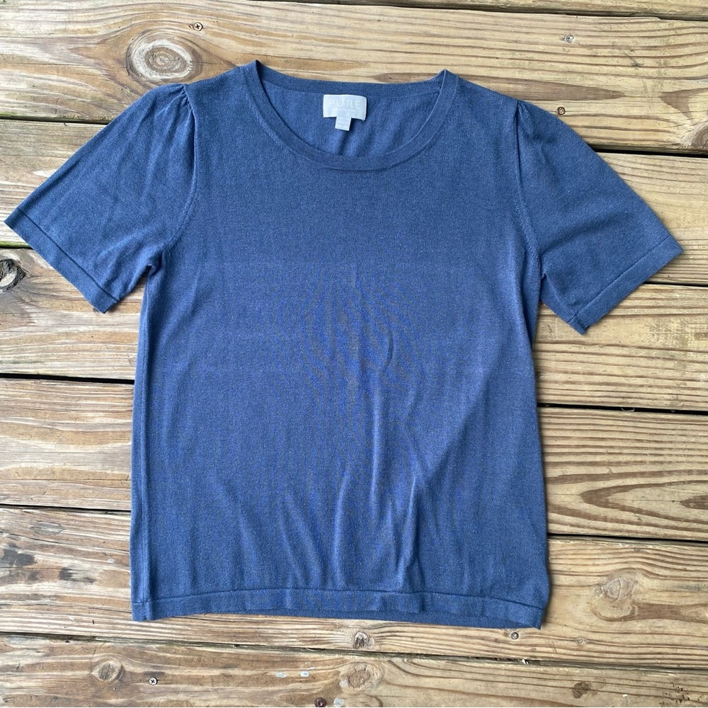 Pure Collection Navy Metallic Bamboo T-Shirt